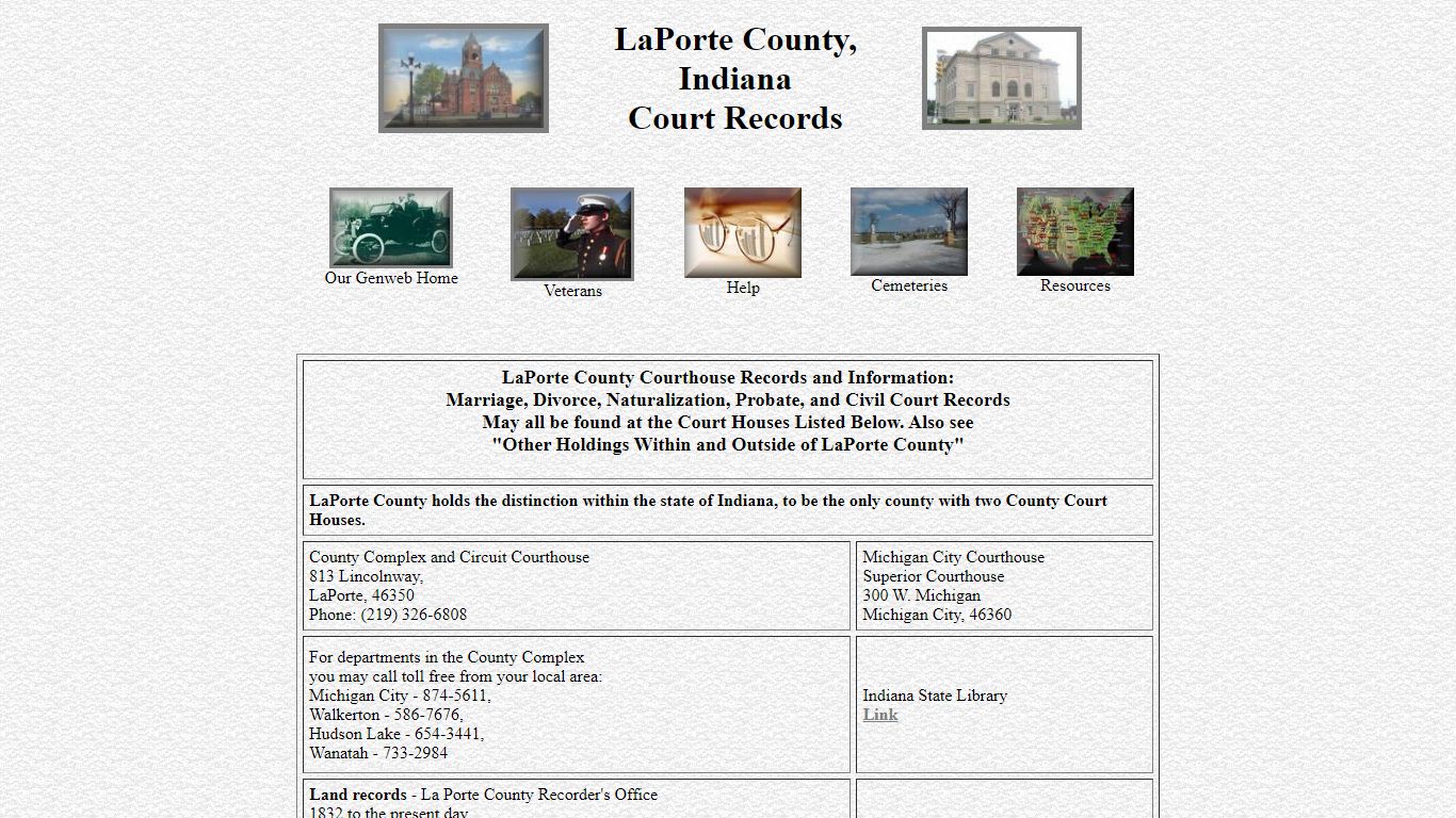 LaPorte Court Records - LaPorte Indiana - INGenWeb