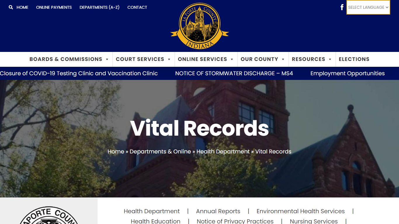 Vital Records - LPC - La Porte County, Indiana